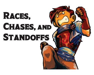 Link to Races, Chases, and Standoffs product page, a supplement for running chases in TTRPGs